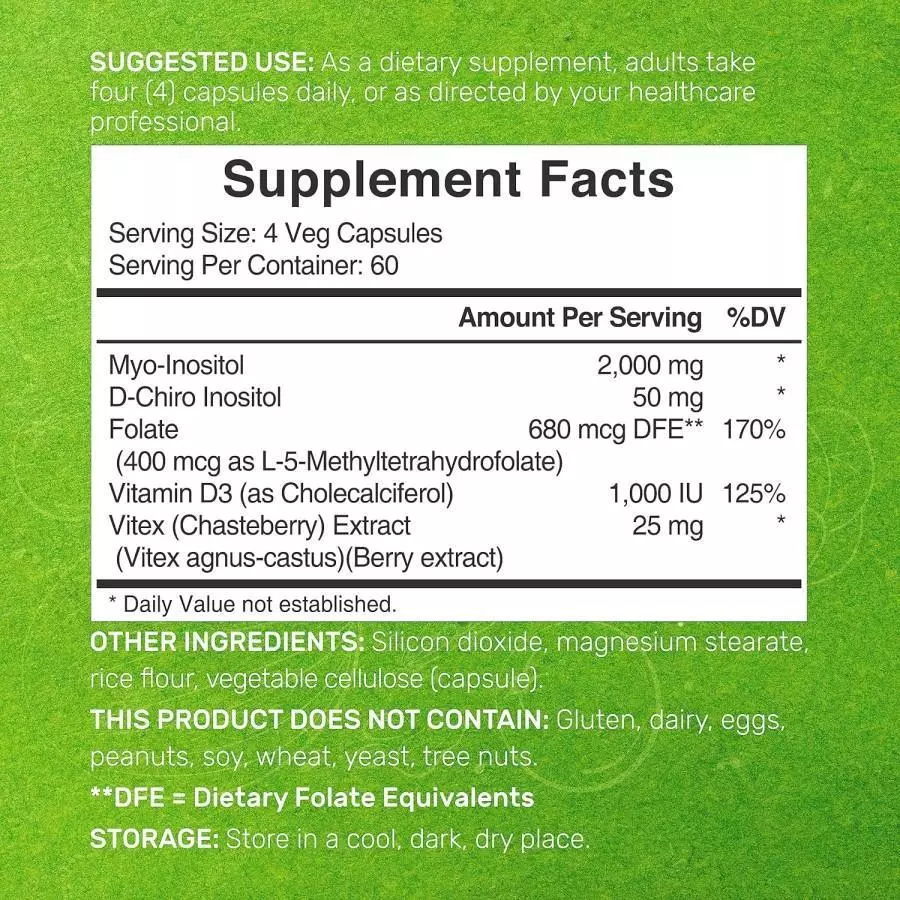Deal Supplement Myo-Inositol & D-Chiro Inositol 2050mg Fertility Vegan - Image 6