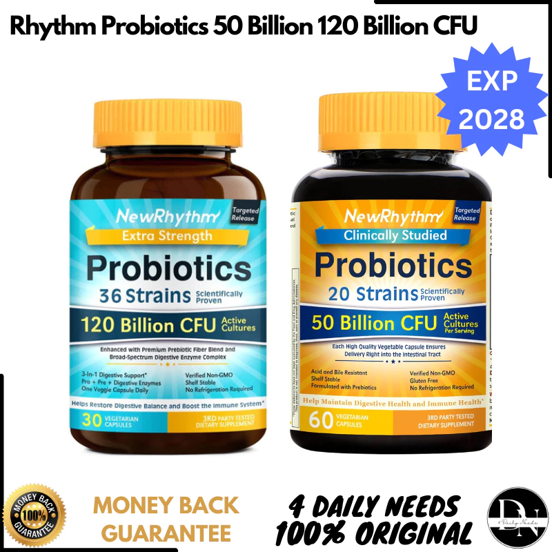 New Rhythm NewRhythm Probiotics 50 Billion CFU Gluten Free 120 Billion CFU