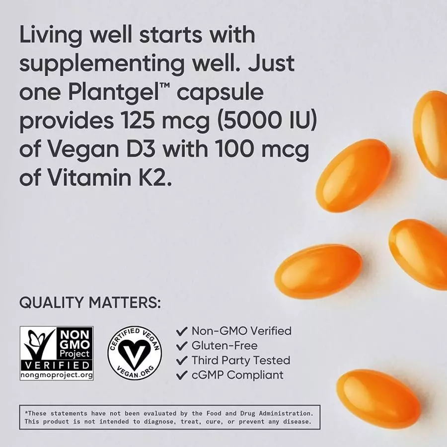 SR Sports Research Vitamin D3 + K2 with Coconut MCT Oil 125 mcg - Image 3