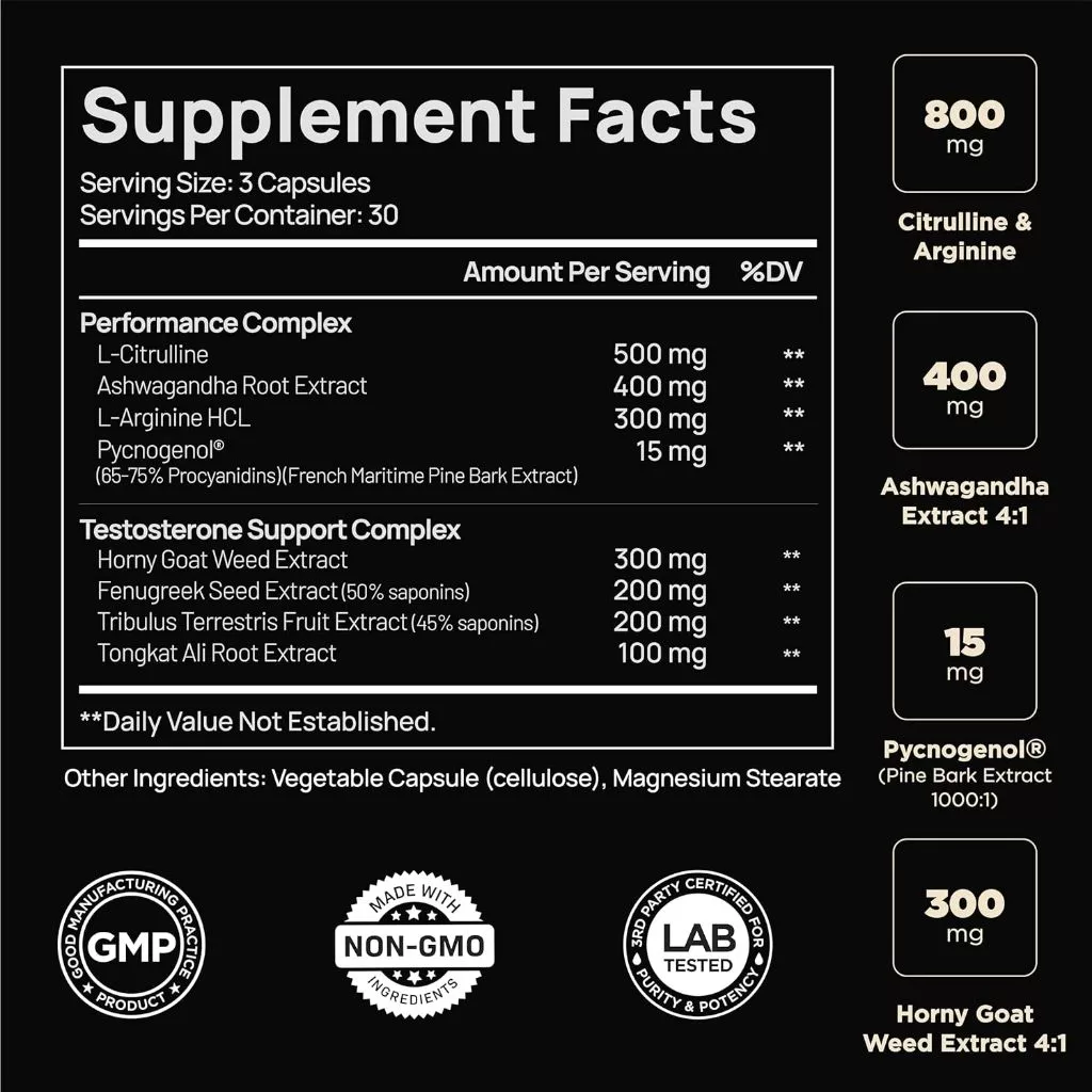 TERRA ELMNT Testos Support for Men 21,800mg - 90 Capsules - Image 2